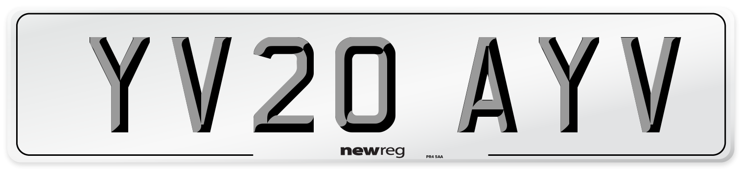 YV20 AYV Number Plate from New Reg